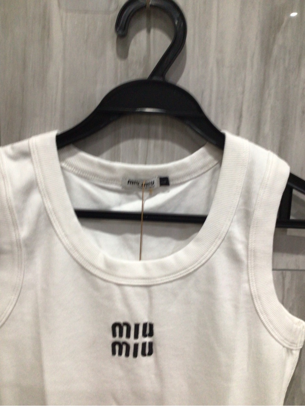 Miu Miu White Tank Top with Black Logo - Picture 2 of 8